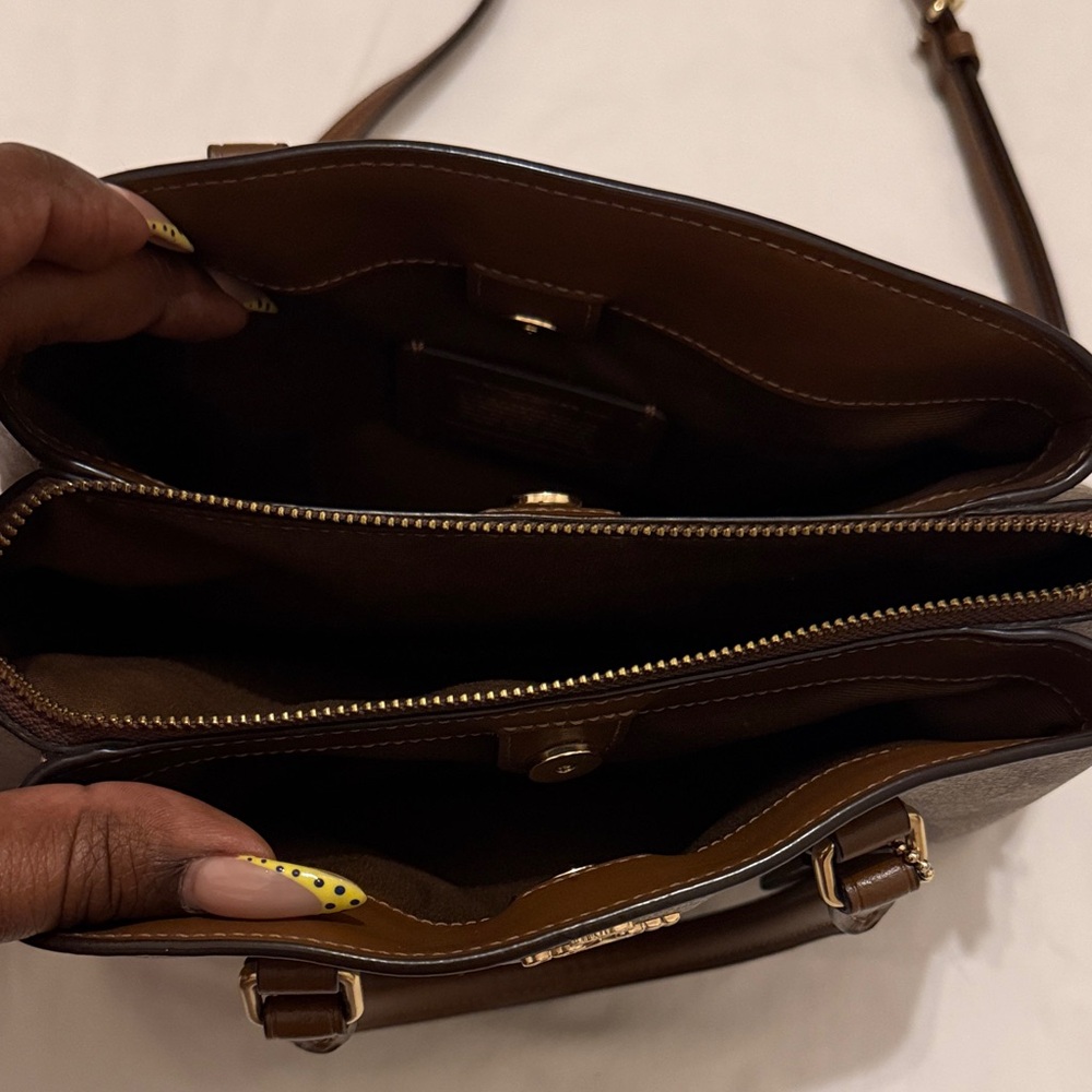 Authentic Coach Brown Signature Canvas Satchel with Gold Hardware - Picture 3 of 8